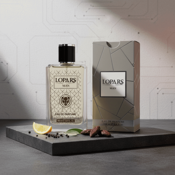 Lopars L-532 baharatlı amber erkek parfümü premium EDP şişesi