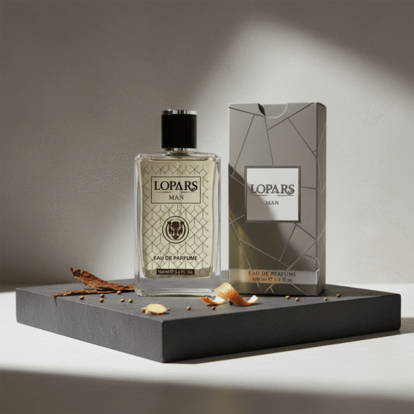 Lopars L-323 odunsu baharatlı erkek parfümü premium EDP şişesi